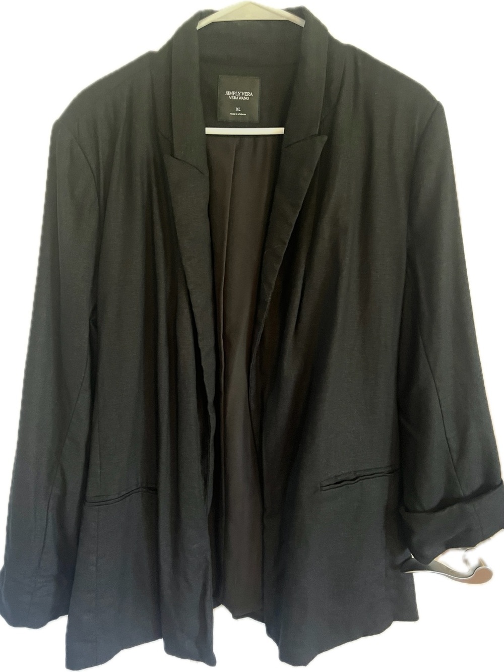 Simply Vera Vera Wang Black Open-Front Draped Blazer